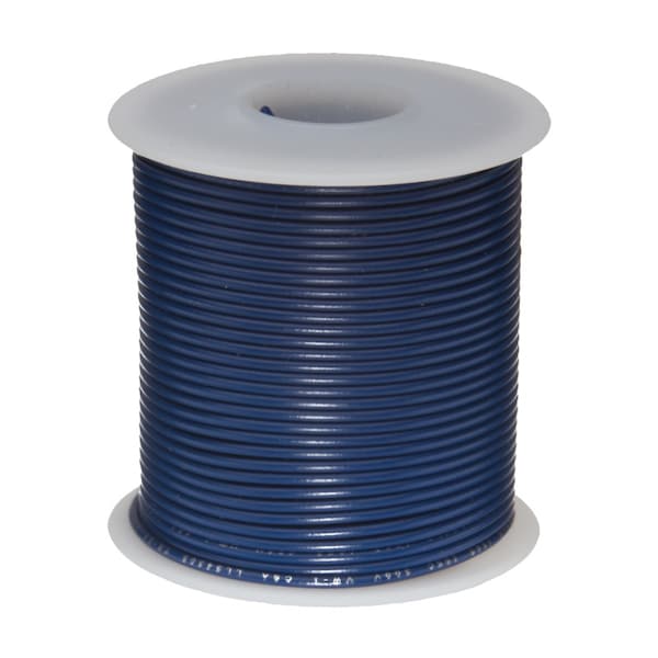 UL1015 Commercial Copper Wire, Bright, Blue, 22 AWG, 0.0253" Diameter, 100' Length